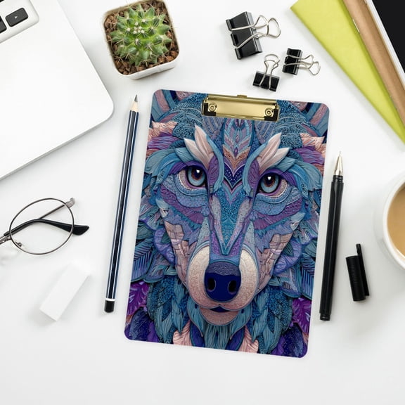 Vzayyk 12'x 9' Clipboard With Retractable Small Hook For Offices Seminars Wolf Face