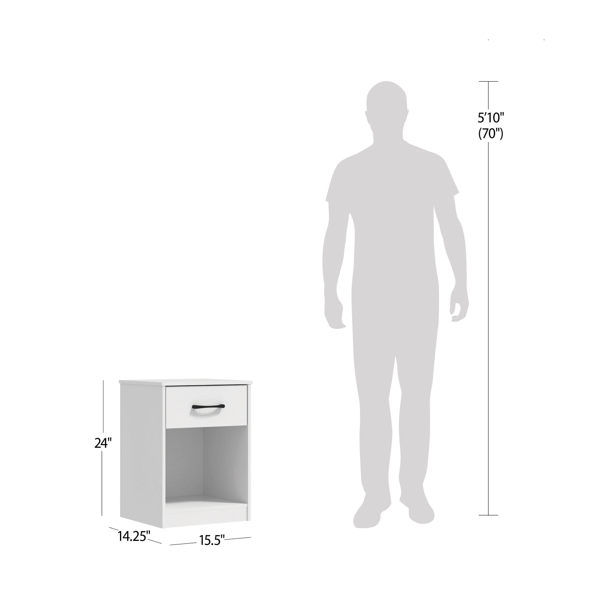 (2 pack) Mainstays Ardent Nightstand with 1 Drawer, White
