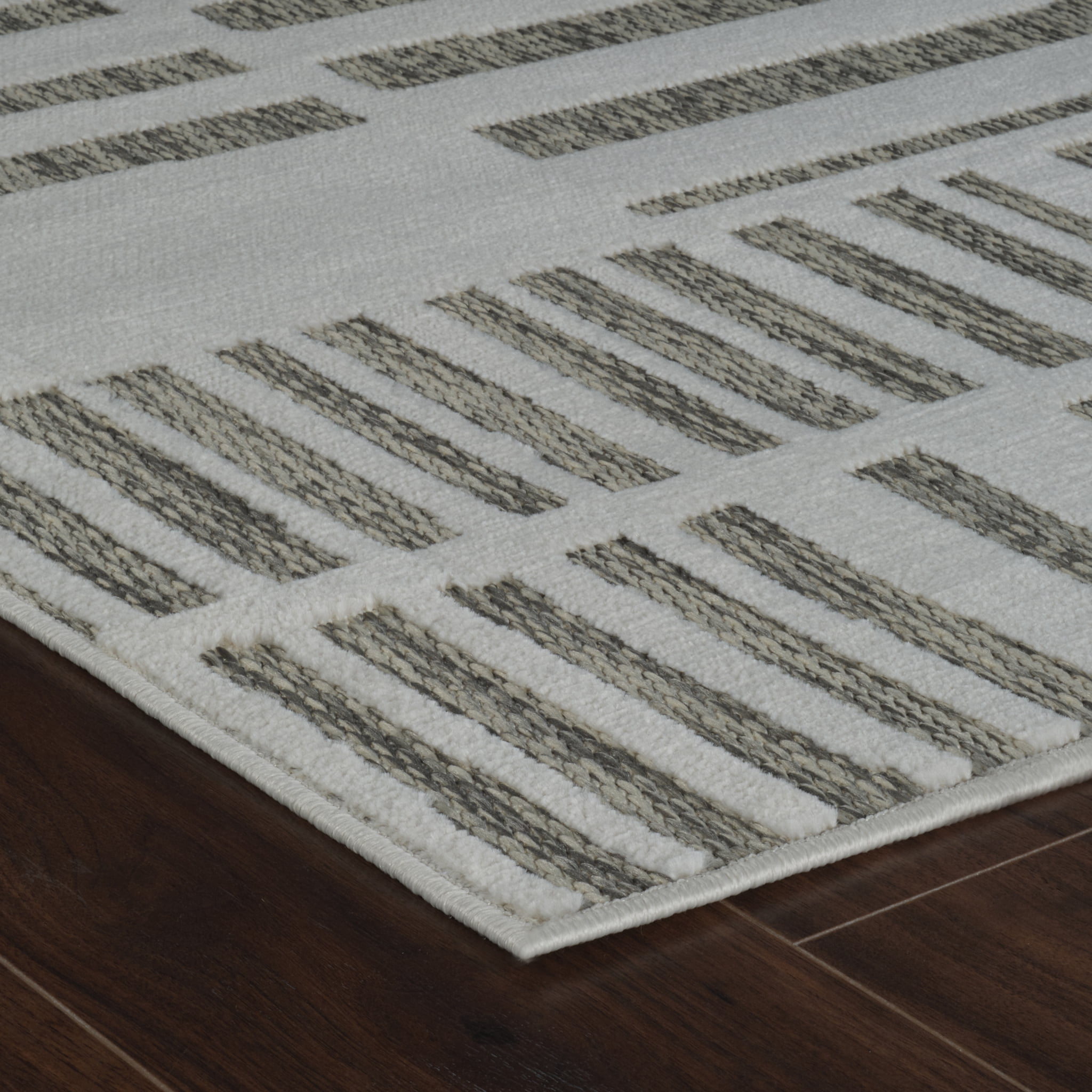 Tapis d'interieur exterieur abstrait Rug Branch Maise, beige creme, moderne - Entree, couloir