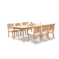 thumbnail image 4 of Teak Dining Set: 6 Seater 7 Pc: 117" Double Extensions Rectangle Dining Table & 6 Arbor Stacking Armless Chairs Outdoor Patio Grade-A Teak Wood WholesaleTeak #WMDSAB63, 4 of 6