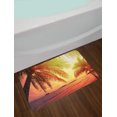 thumbnail image 2 of Palm Bath Mat, Sunset Photo in Warm Colors at Tropical Beach Dramatic Sky and Ocean, Plush Bathroom Decor Mat with Non Slip Backing, 29.5" X 17.5", Multicolor, by Ambesonne, 2 of 2