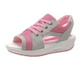 thumbnail image 2 of HaiMao Womens Platform Sneakers Sandals Paneled Cutout Lace-up Muffin Walking Shoes Open Toe Comfortable Summer Sports Wedges Sandals Pink 9(42), 2 of 9