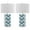 Clear/Light Blue/White, variant on SAFAVIEH Chevron 27 in. Ceramic Table Lamp with Off-White Cotton Shade, Set of 2