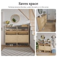 thumbnail image 5 of Holliwill 47" Shoe Storage Cabinet with 4 Flip Drawers, Rattan Narrow Shoes Organizer Cabinet, Modern Free Standing Wood Cabinet for Entryway Hallway, Oak, 5 of 11