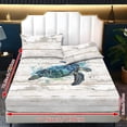 thumbnail image 2 of ZIATUBLES 3 Pcs Twin Size Sheet Set, Turtle Grain Printed Soft Comfort Bedding Sets with 1 Fitted Sheet and 2 Pillowcases, Cooling Cozy All-Season Bed Sheets, 2 of 5