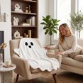 thumbnail image 7 of Miwamany Halloween Ghost Shaped Throw Blanket, 39x20 Inch Fuzzy White Wing Blanket, Soft Cozy Flannel for Couch Bedroom Indoor, Spooky Gothic Home Decor Accent, 7 of 7