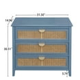 thumbnail image 3 of 3 Drawer Cabinet, Rattan Dresser Chest of 3 Drawers with Golden Metal Handles, Accent Storage Cabinet Retro Bedside Table for Living Room Bedroom, Study Room, Blue, 3 of 9