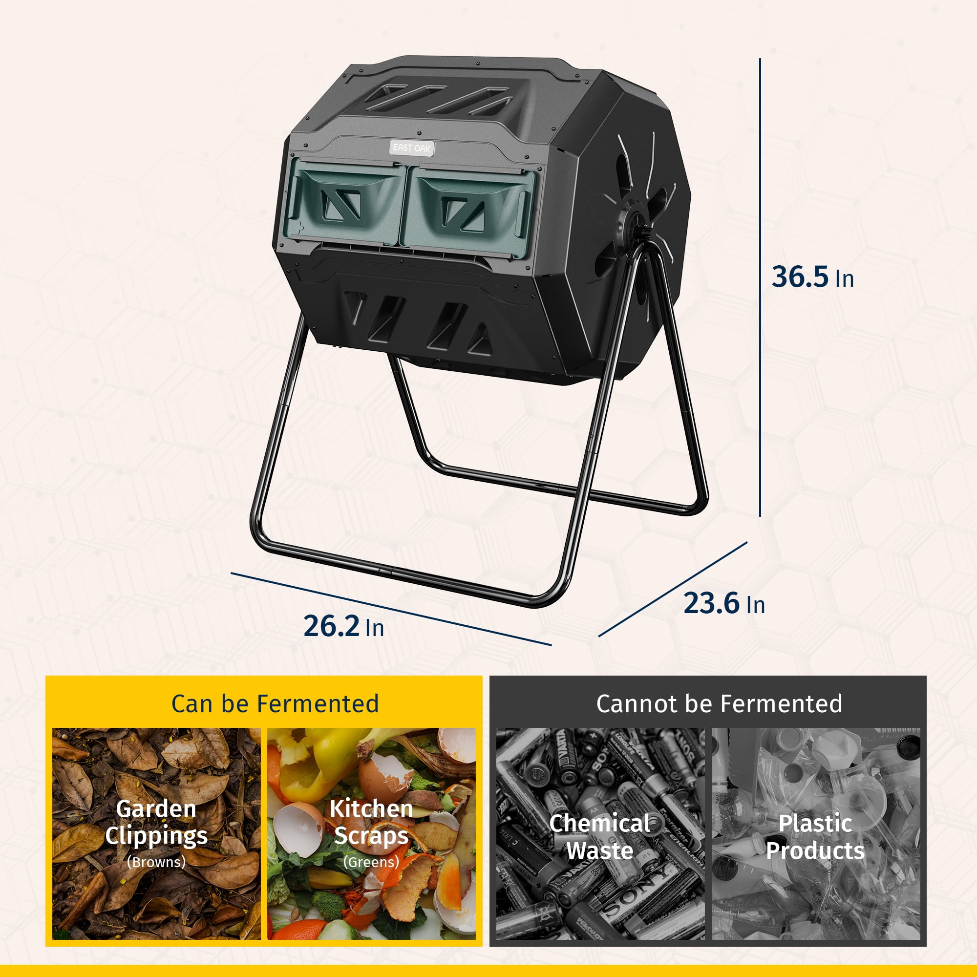 EAST OAK 43 Gal Outdoor Composter Tumbling Compost Bin
