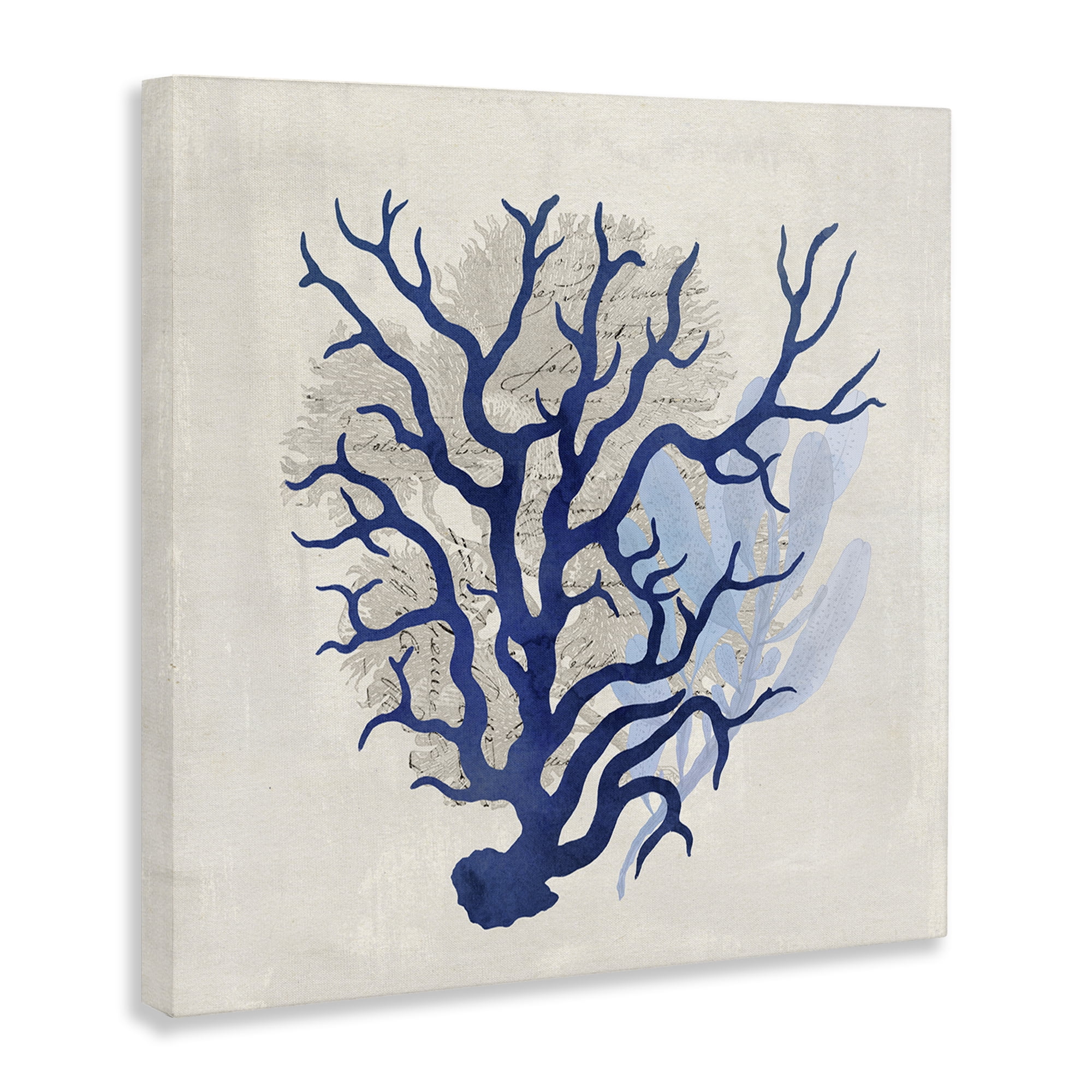 Stupell Industries Blue Coral Branches Nautical & Beach Painting Wrapped Canvas Art Print Wall Art, 17 x 17