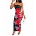 thumbnail image 3 of Women Summer Strapless Maxi Dress Bodycon Floral Long Wedding Guest Dress Formal Cocktail Dresses Colorful Printing XL, 3 of 7