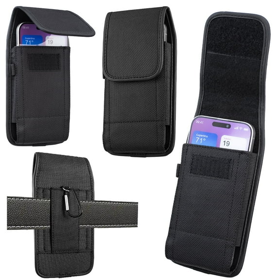 Allytechgroup Cell Phone Pouch Nylon Belt Holster Case Compatible with iPhone SE 2020/2022, 8, 7, 6, 13/12 Mini, Samsung Galaxy S10E, Black