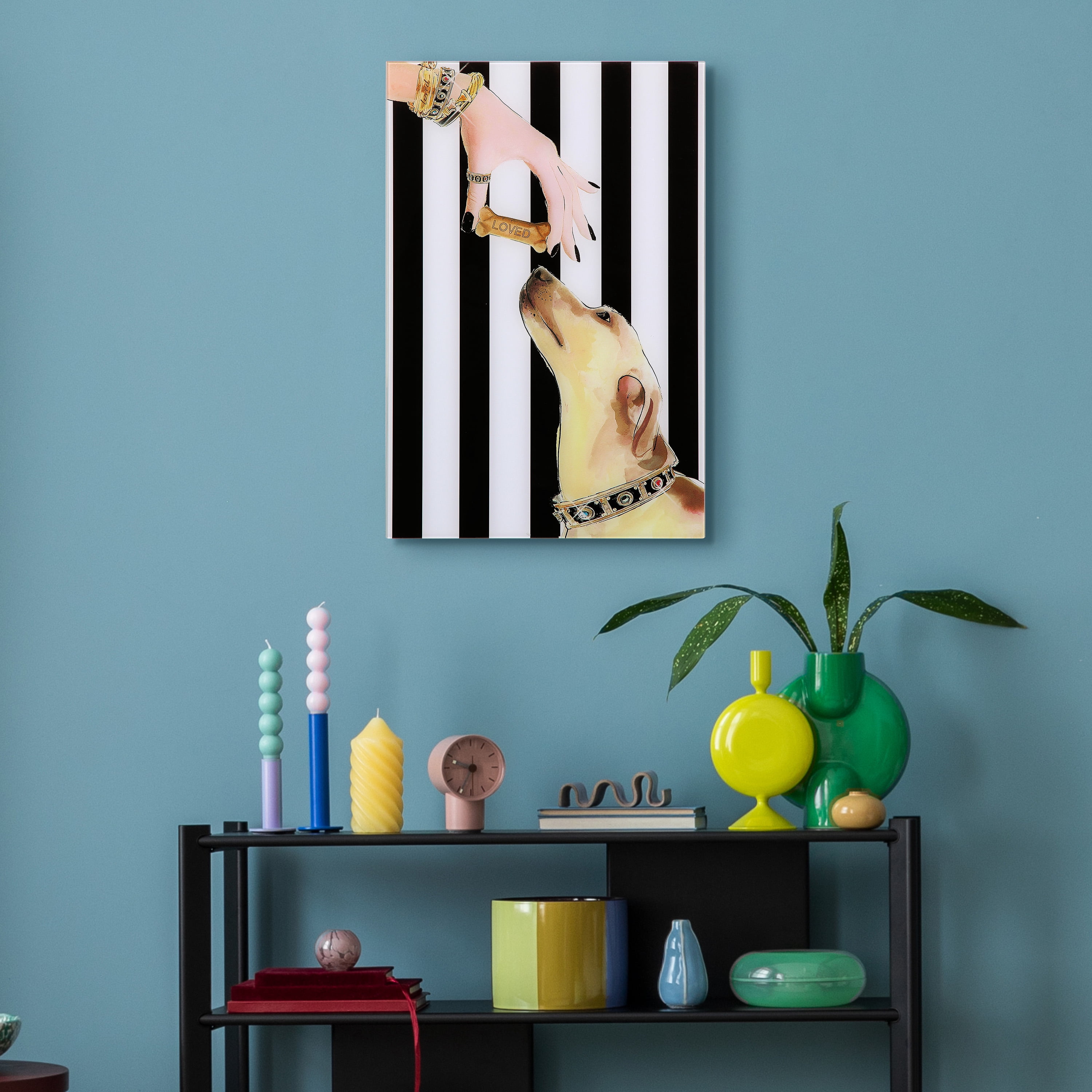 Empire Art Direct Lovely Jewels 1 Frameless Free Floating Tempered Glass Panel Graphic Dog Wall Art, 16" x 24", Ready to Hang