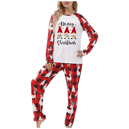 

Merry Christmas T-shirt Christmas Long Sleeve Raglan Shirt Christmas Plaid Truck Tree Pattern Pajamas Pajamas Parent Child Package