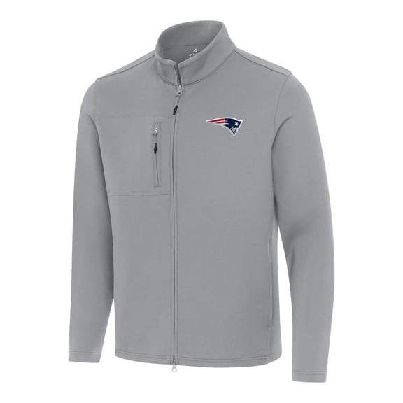 Men's Antigua Gray New England Patriots Objection Full-Zip Jacket