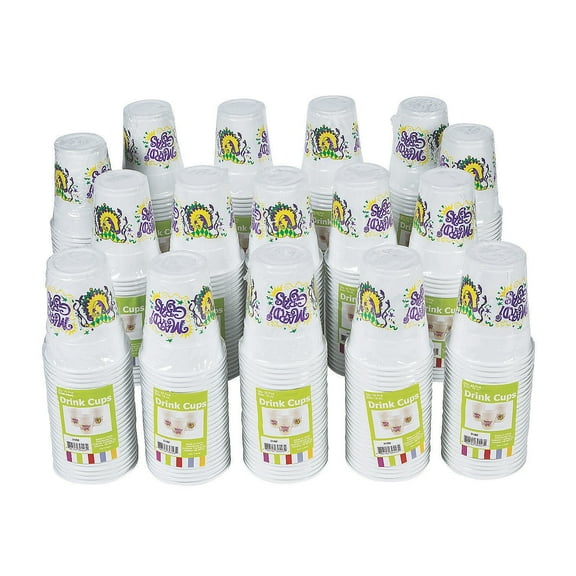 Fun Express Bulk Mardi Gras Plastic Cups, Party Supplies, Mardi Gras, 400 Pieces