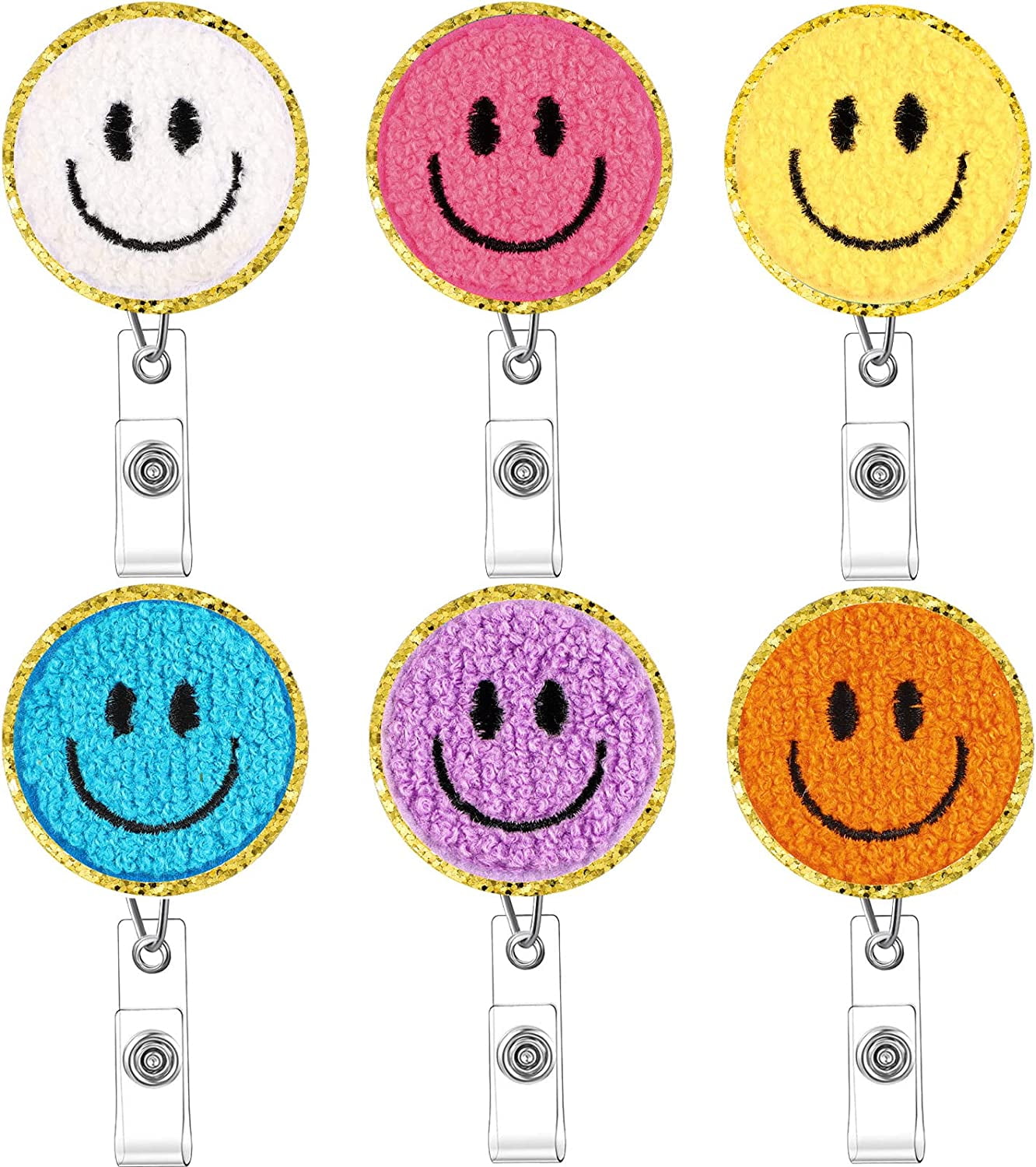 Blue Preppy Badge Reels Retractable Nurse Badge Holder with Alligator Clip  Cute Badge Reels Smiling Face Pink Heart Y2K Kidcore ID Badge Clips for  Pediatric Nurses Students Teachers Women Girls : 