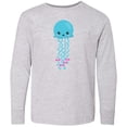 thumbnail image 3 of Inktastic Blue Jellyfish, Cute Jellyfish With Pink Ribbons Long Sleeve Youth T-Shirt, 3 of 5
