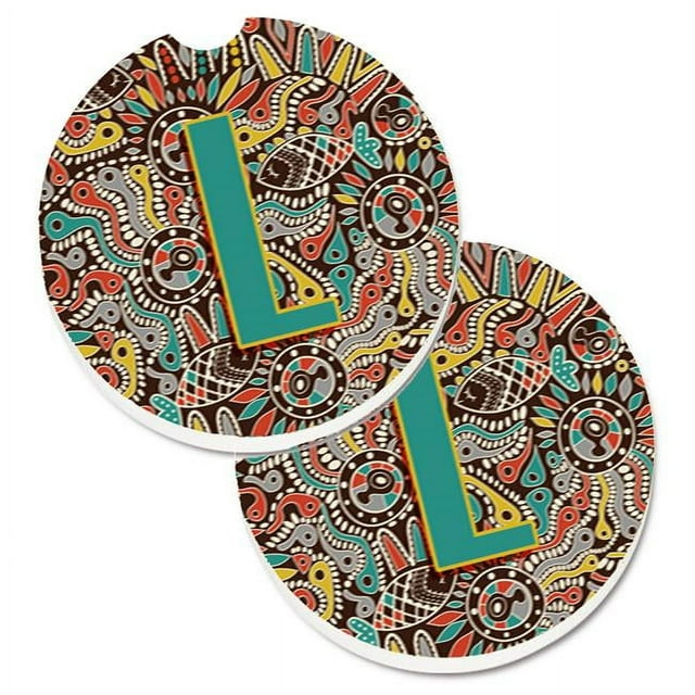 Carolines Treasures CJ2013-LCARC Lettre L Alphabet Tribal Rétro Ensemble Initial de 2 Porte-Gobelet Coaster Voiture