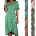 thumbnail image 2 of vigerkar Women's Relaxed Fit Short Sleeve Waisted Midi Flowy A-Line Boho Beach Dress AG, XL, 2 of 7