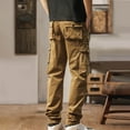 thumbnail image 4 of bbymog Men's Sweatpants Elastic Waist Cotton Casual Pants with Pockets Solid Color Athletic Pant for Workout Jogging Sports Beige L, 4 of 4