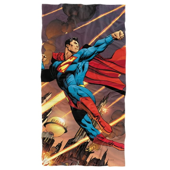 Superman Attack On Metropolis Officially Licensed Beach Towel 30' X 60'