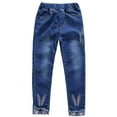 thumbnail image 5 of Lovebay 3-13T Child Girl's Rabbit Ripped Denim Straight-Leg Pants Slim Jeans, 5 of 14