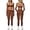 Brown, variant on PISONIC Womens Workout Set Two Piece Spaghetti Straps Color Block Sports Bra Matching High Waist Leggings Gym Work Out Outfits