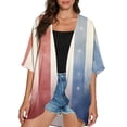 thumbnail image 4 of JULMCOMO American Flag Lightweight Cardigans for Women Red White Blue Half Sleeve Patriotic Kimono Cover Ups Summer Tops Blue 2XL, 4 of 6