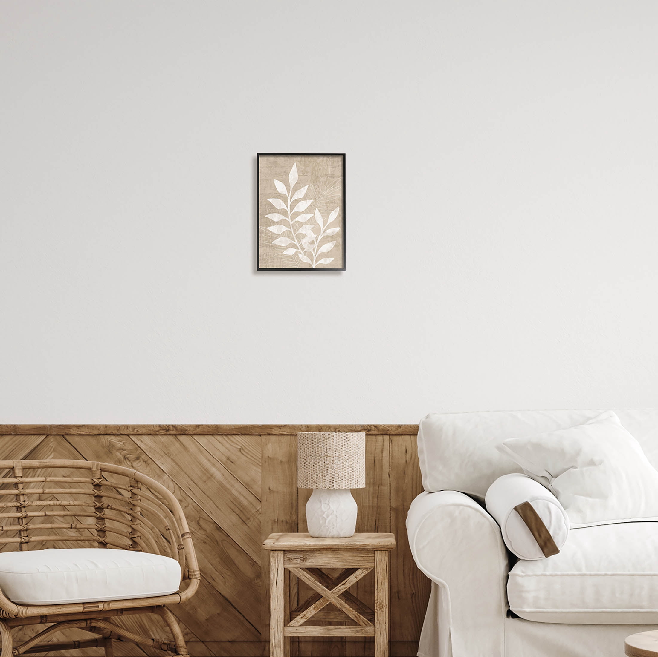 Stupell Industries Natural Neutral Botanical Leaves Graphic Art Black Framed Art Print Wall Art, Design by Natalie Carpentieri