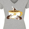 thumbnail image 4 of Inktastic Cute Hot Chocolate Hedgehogs Women's V-Neck T-Shirt, 4 of 5
