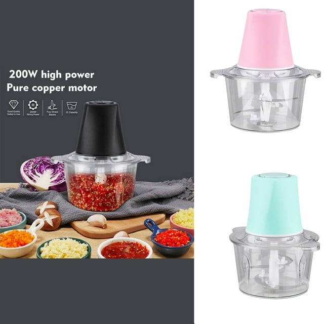 Clearance Chicken Shredder Food Processor Electric Meat Grinder 500W Food Chopper With 8 Cup 2L Glass Bowl 4 Large Sharp 2 Speed For Vegetable Kitchen Cutter Medium Super Powerful Chopping Grinding