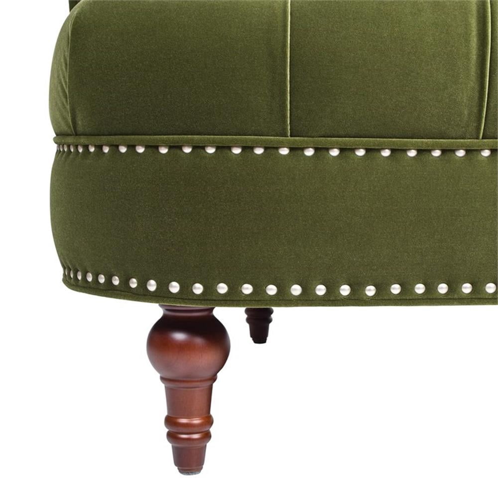 Maklaine Velvet Olive Green Loveseat Rectangular Button Tufted 68.5" Assembled