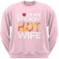 thumbnail image 1 of J'aime Ma Femme Chaude Smokin Sweat-Shirt Col Rond Rose Adulte, 1 of 1