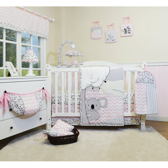 Bumperless 12 Pieces Cute Bears Baby Nursery Crib Bedding Set