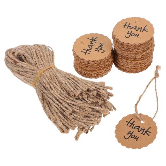LABSERRON 100pcs Rustic Wedding T You Tags Kraft Paper Favor Tag Brown