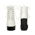 thumbnail image 5 of BLISSFUL STEP Women's Boots Platform Lace Up Chunky Heel Western Combat Boots White 8.5, 5 of 5