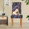thumbnail image 4 of Yayeee 4 Pack Dining Chair Covers Stretch Parson Chairs Slipcovers Seat Protector, Purple Roses, 4 of 6