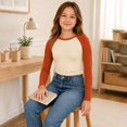 thumbnail image 4 of Girls Long Sleeve Shirts Raglan Color Slim Fit Cute Tunic Top for 5-14 Years, 4 of 6