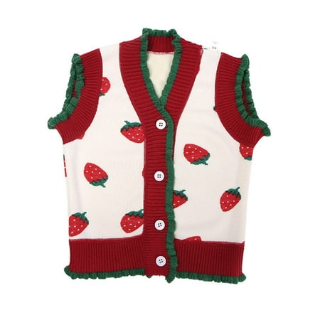 

QYZEU Two Sided Jacket Girl Jacket 7 Toddler Children Kids Baby Boys Girls Cute Cartoon Ruffled Sleeveless Knitted Vest Jacket Outer Outwear Outfits Clothes