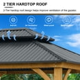 thumbnail image 3 of Aoodor 12 x 10 ft. Outdoor Solid Wooden Frame Gazebo with 2-Tier Hardtop Roof,  for Patio Backyard Deck and Lawns - Black Canopy, 3 of 9