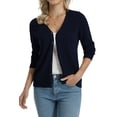 thumbnail image 3 of QUALFORT Women’s 100% Cotton Lightweight Button-Front Cardigan Sweater，v neck Long Sleeve Knit, 3 of 7