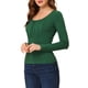 thumbnail image 4 of INSPIRAR CHIC Blusa Básica de Manga Larga con Cuello Redondo y Fruncido en la Parte Frontal para Mujeres XL Verde Oscuro, 4 of 6