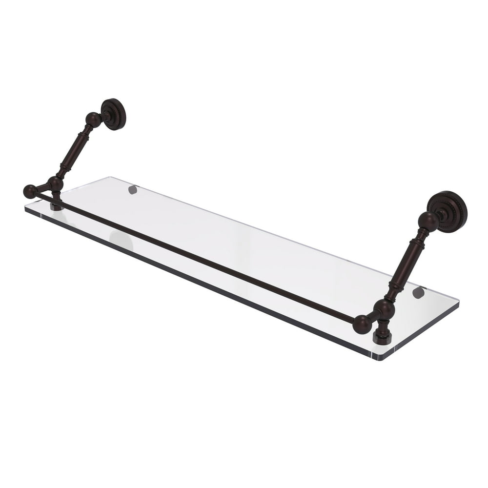 Dottingham 30 Inch Floating Glass Shelf with Gallery Rail