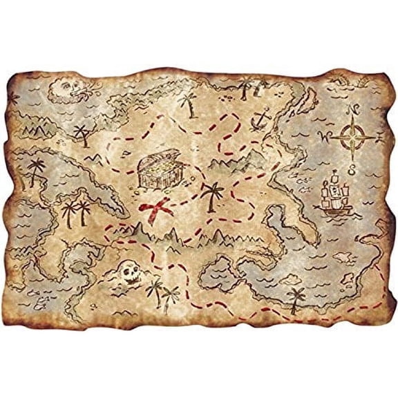 Pirate Map Edible Image Icing Cake Topper for Quarter Sheet Cake, by TNCT