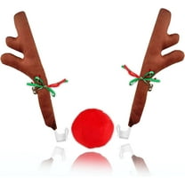 Zone Tech Car Reindeer Accessory Set - Christmas Car Jingle Bell Antlers and Nose Car Costume Set for Holiday