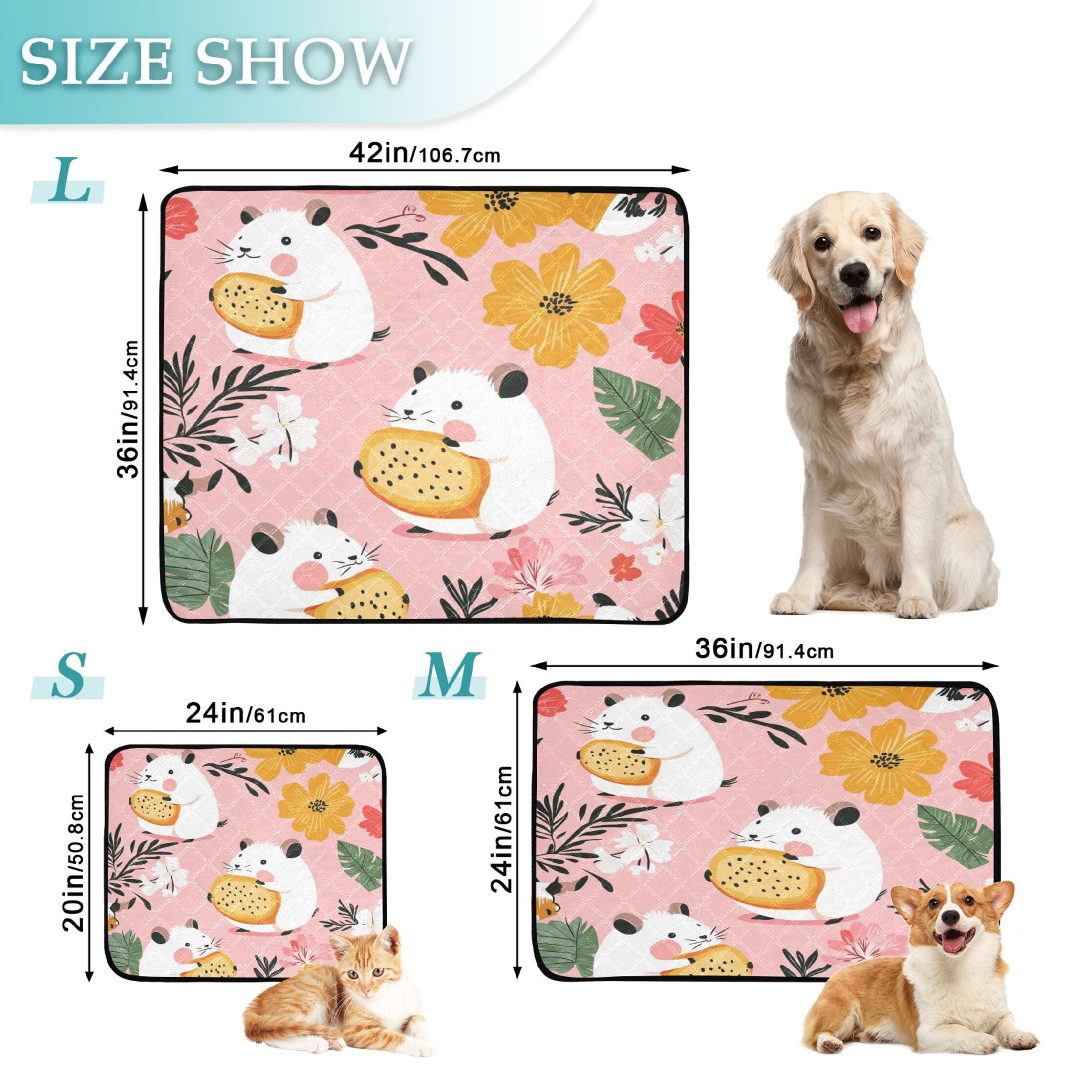 Qxltty Hamster Tropical Flowers Pattern Cat litter Pads Pet Set of 2 Diaper Mats Center Anti-leakage Layer Absorbent Soft and Comfortable
