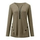 thumbnail image 4 of Blusa suelta con cuello en V y manga larga con cremallera sólida para mujer Fridja  czfsfas3994, 4 of 6