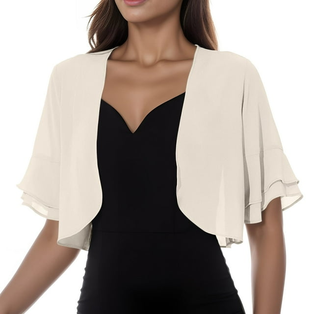 Stylish Women's Cardigan Lightweight Mesh Design Irregular Short Sleeve Casual Beach Holiday Wear