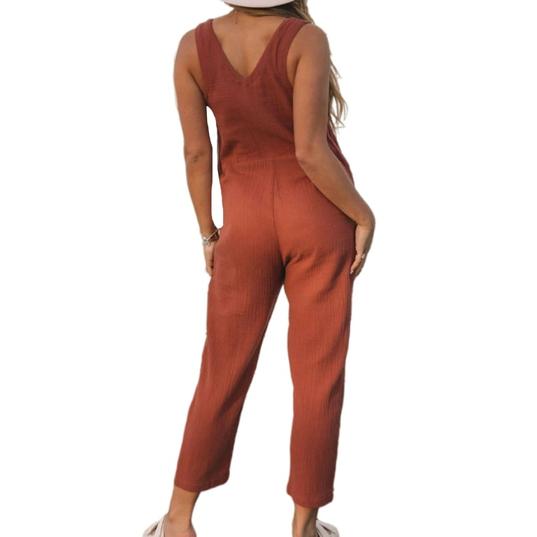 UKAP Womens Sleeveless Jumpsuit Casual Loose Long Romper Ladies Lounge Wear  Jumpsuit with Pockets 