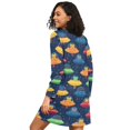 thumbnail image 2 of FORMRS Womens Long Sleeve Nightgowns Crew Neck Sleep Shirt Soft Pajamas Sizes S-3XL, Rainbow Space Cat, 2 of 8
